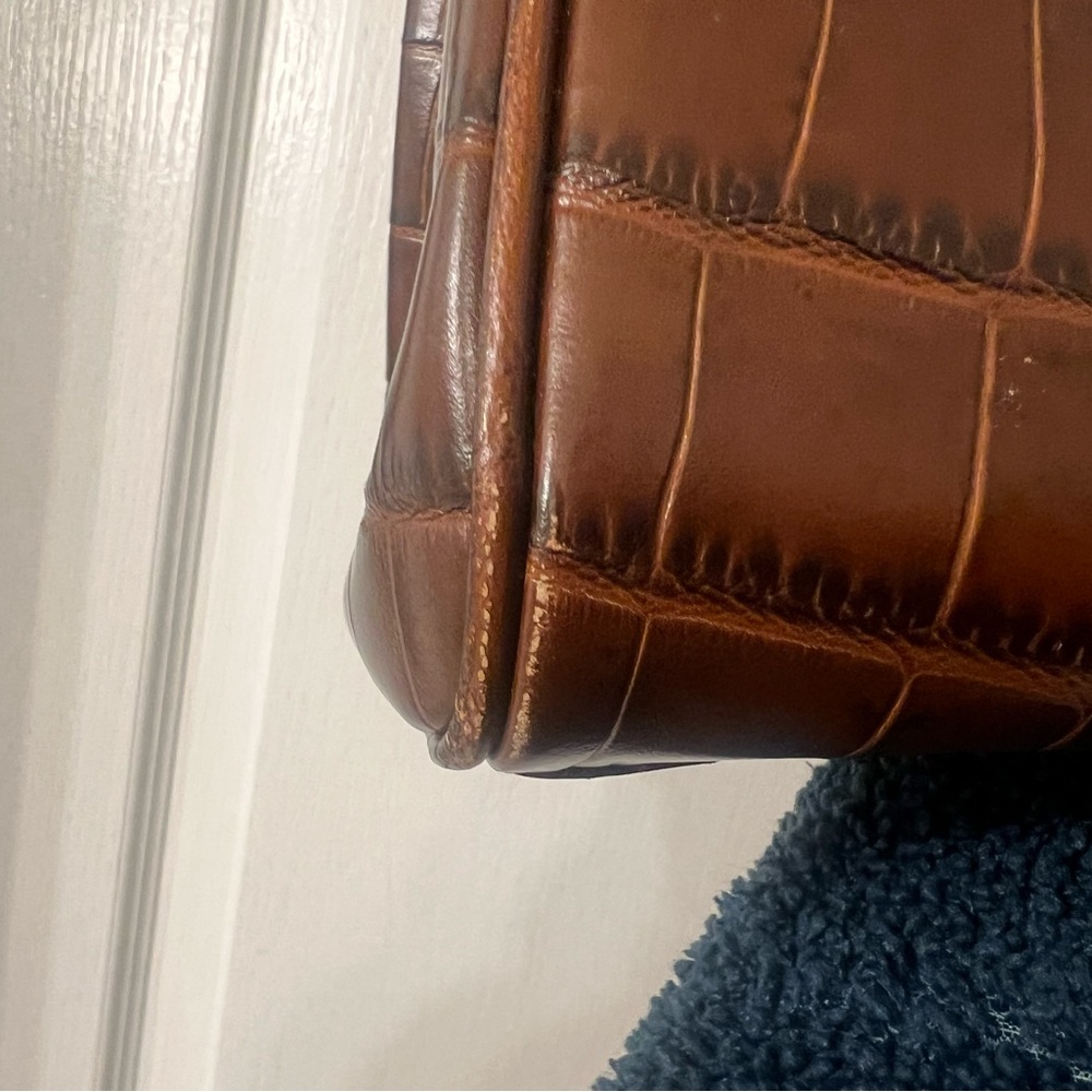 Fairfax & Favor England Windsor Handbag in Conker Brown Croc Print Leather - Picture 10 of 11